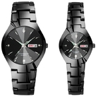 3ATM Quartz Couple Watches OEM Silvertone Luxury Couple Watches Date Function