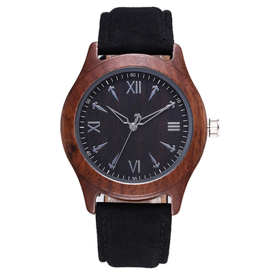 Gents Wooden Wrist Watch 3ATM Water Resistant Wood Watch Leather Band